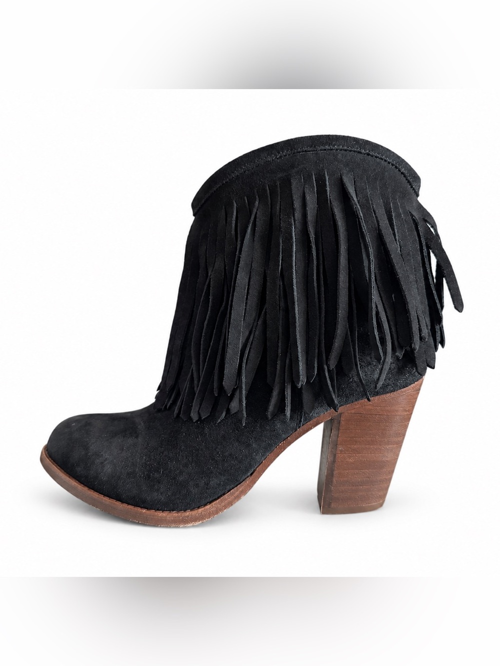 FRYE Ilana Fringe Short Black Suede Boots Size 8.5B NEW Retail $368